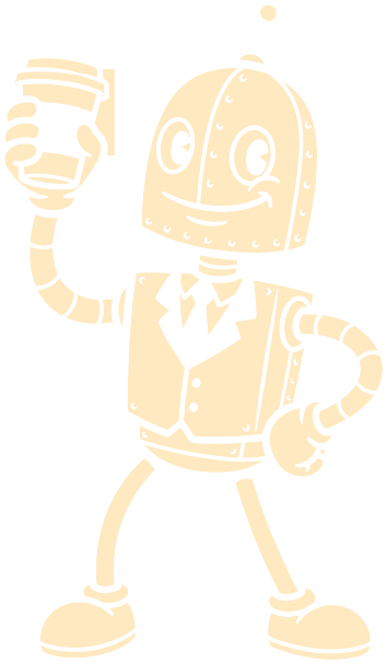 Fonzie Abbott's robot raising a coffee